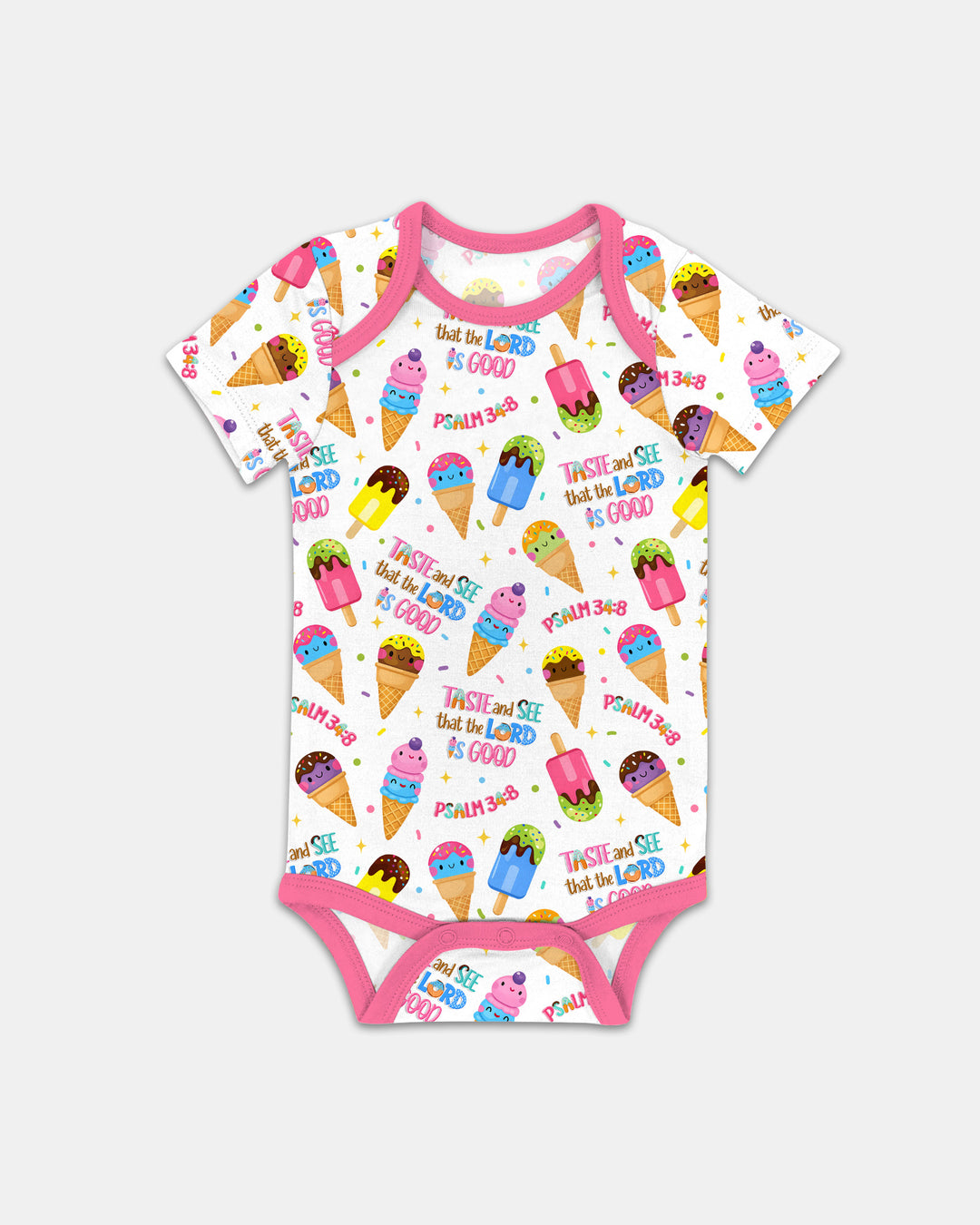Jesus Summer Ice Cream Taste and See That The Lord Is Good Bamboo Bodysuit
