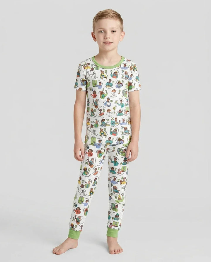 Jobs Alphabet Bamboo Two Piece Short Sleeve Pajama Set