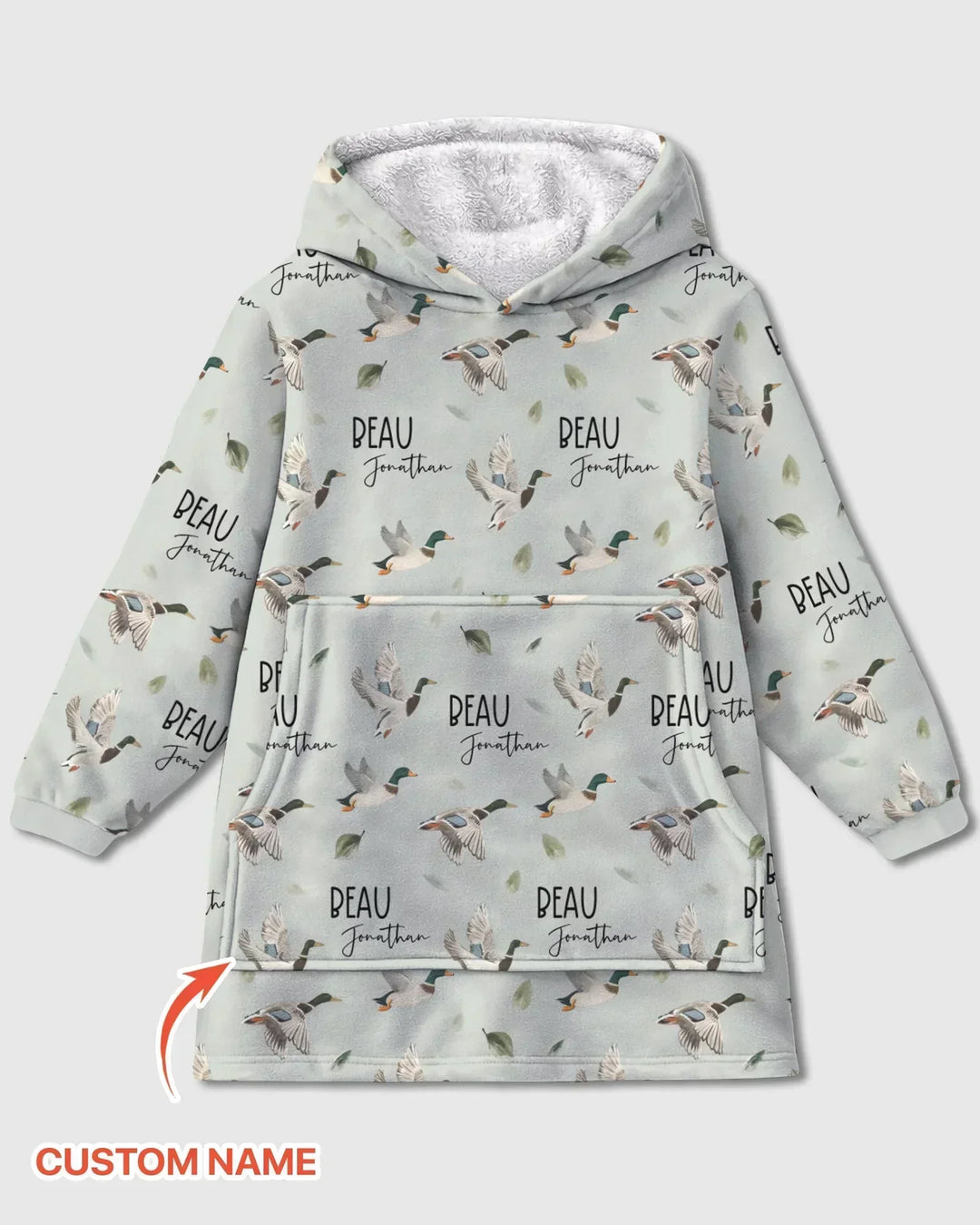 Custom Name Mallard Duck Bamboo Blanket Hoodie