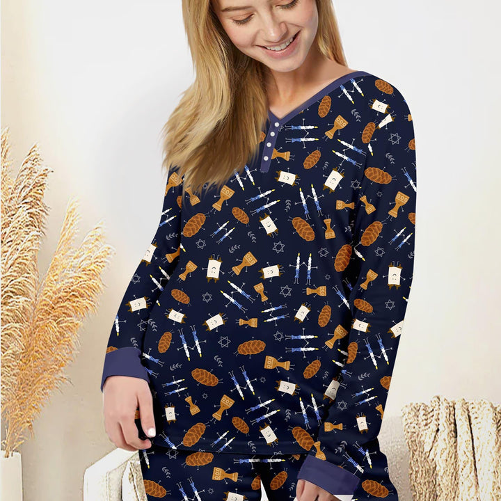 Shabbat Shalom Family Matching Custom Bamboo Women Pajama Set
