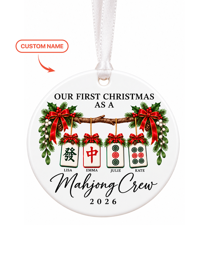 Custom Name Mahjong Crew Ceramic Ornament