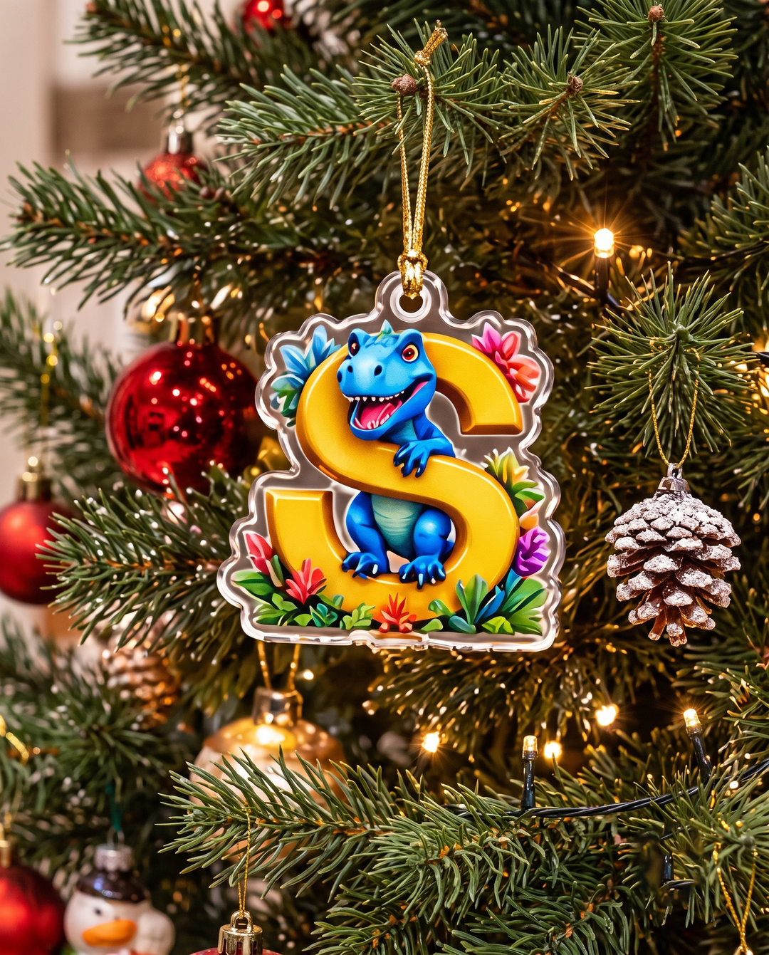 Letter Animal Christmas Tree Acrylic Ornament