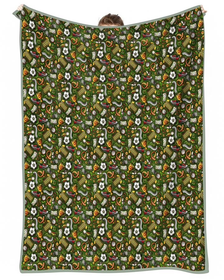 Green Soccer All-Star Bamboo Blanket