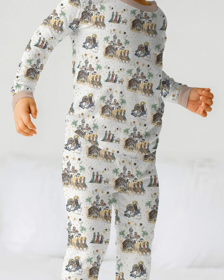 Nativity Christmas Family Matching Family Bamboo Two Piece Long Sleeve Pajama Set