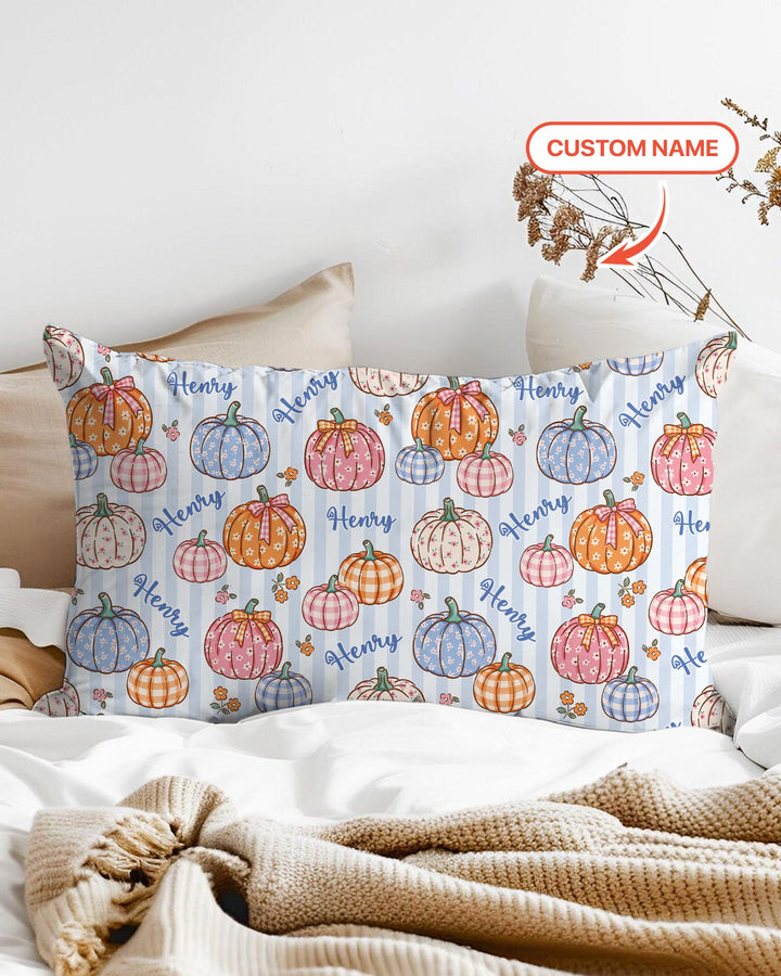 Custom Name Pumpkin Patch Bamboo Pillow Case