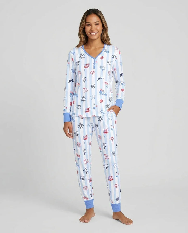 Red, White & Beachy Family Matching Bamboo Women Pajama Set
