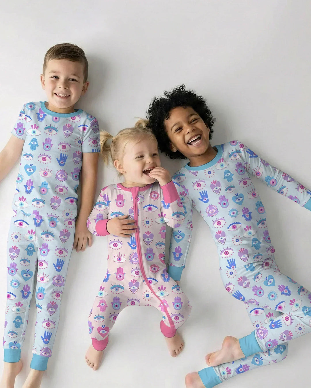 Hamsa Heart Guardians Family Matching Bamboo Two Piece Short Sleeve Pajama Set