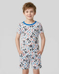 Red White and Feral Bamboo Two Piece Short Sleeve Shorts Pajama Set