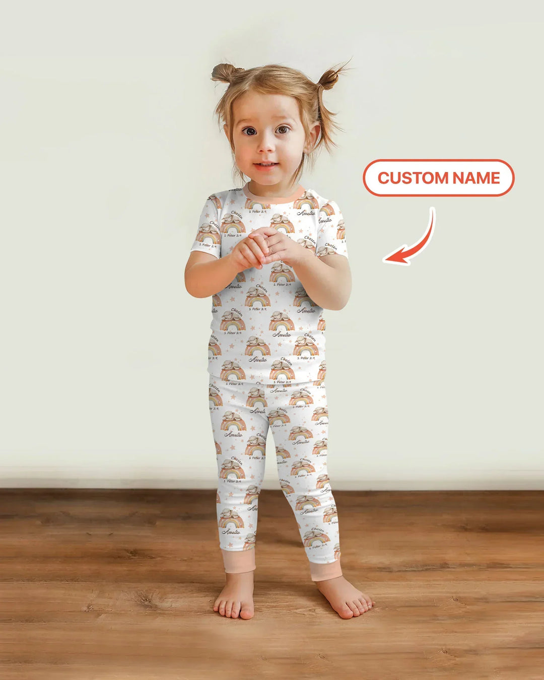 Chosen As His Own Custom Name Bamboo Two Piece Short Sleeve Pajama Set