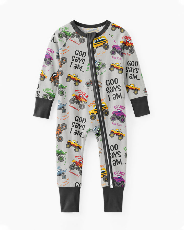 God Says I Am Monster Truck Bamboo Convertible Zippy