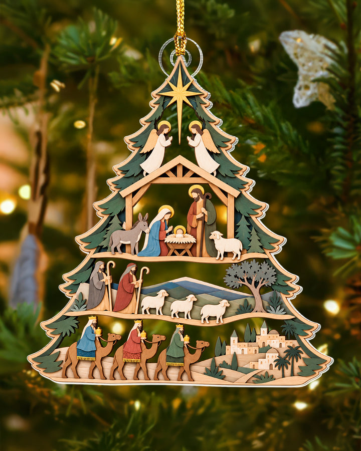 Nativity Scene Tree Acrylic Ornament