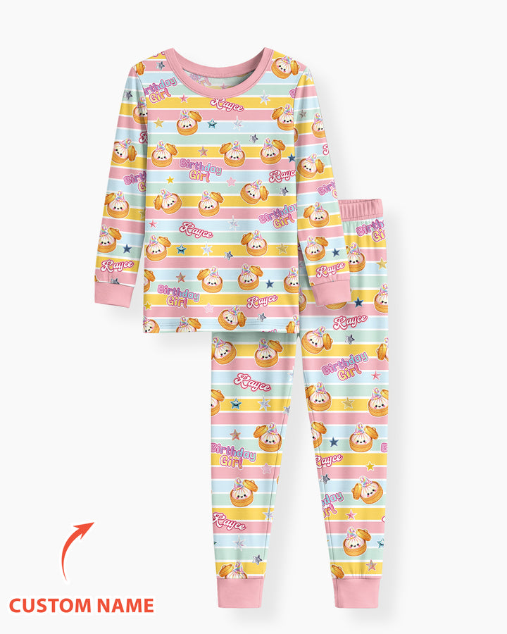 Custom Dumpling Birthday Girl  Bamboo Two Piece Long Sleeve Pajama Set