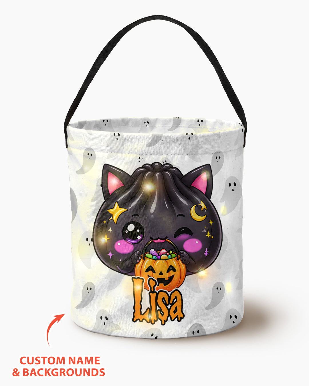 Personalized Halloween Dumpling Cute Character Led Light Bucket Bag