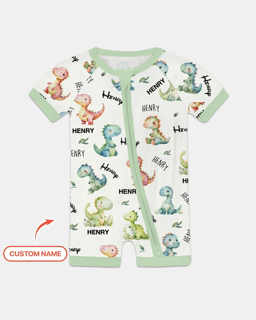 Dinosaur Custom Name Bamboo Shorty Zippy