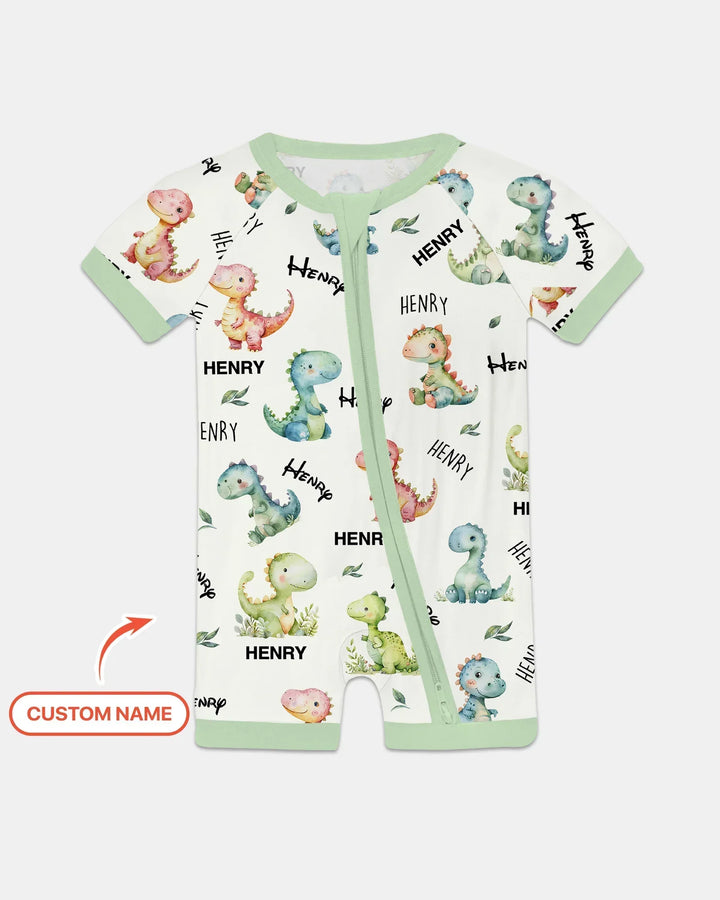 Dinosaur Custom Name Bamboo Shorty Zippy