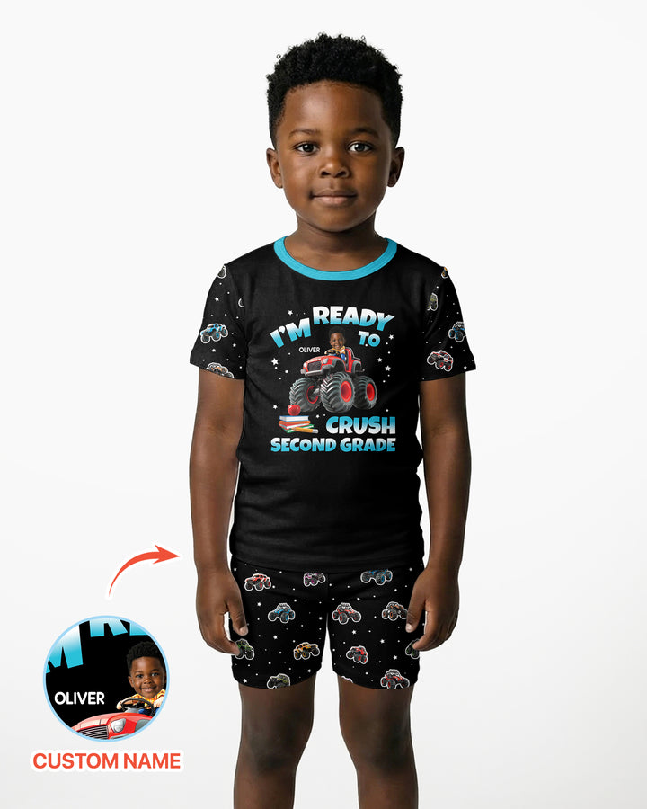 Monster Truck Bamboo Two Piece Short Sleeve Shorts Pajama Set