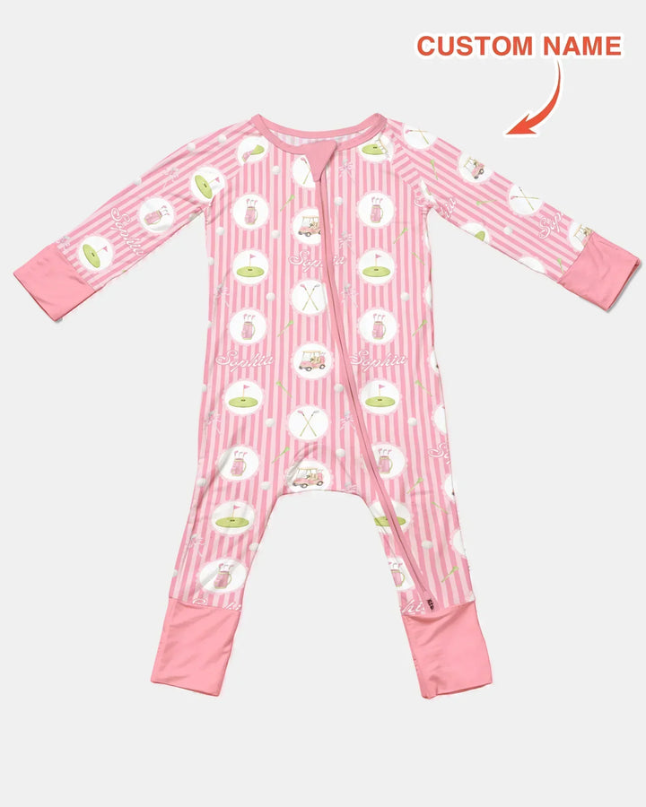 Custom Name Pink Golf Girl Bamboo Convertible Zippy