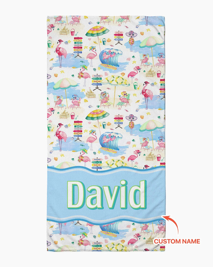 Flamingo Beach Family Matching Bamboo Beach Towel