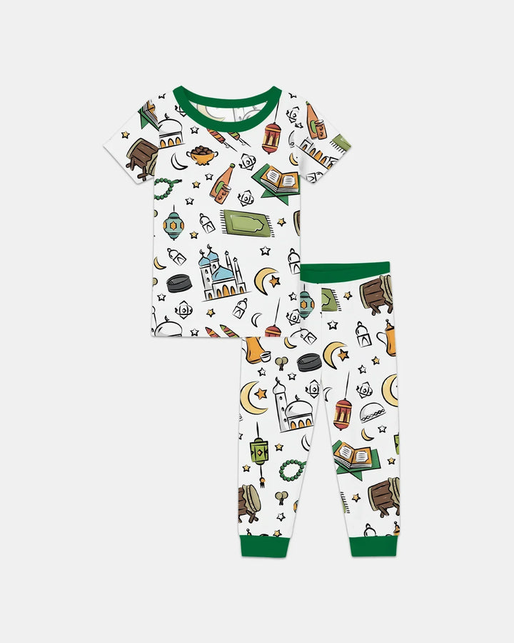 Ramadan Blessings Family Matching Bamboo Two Piece Short Sleeve Pajama Set