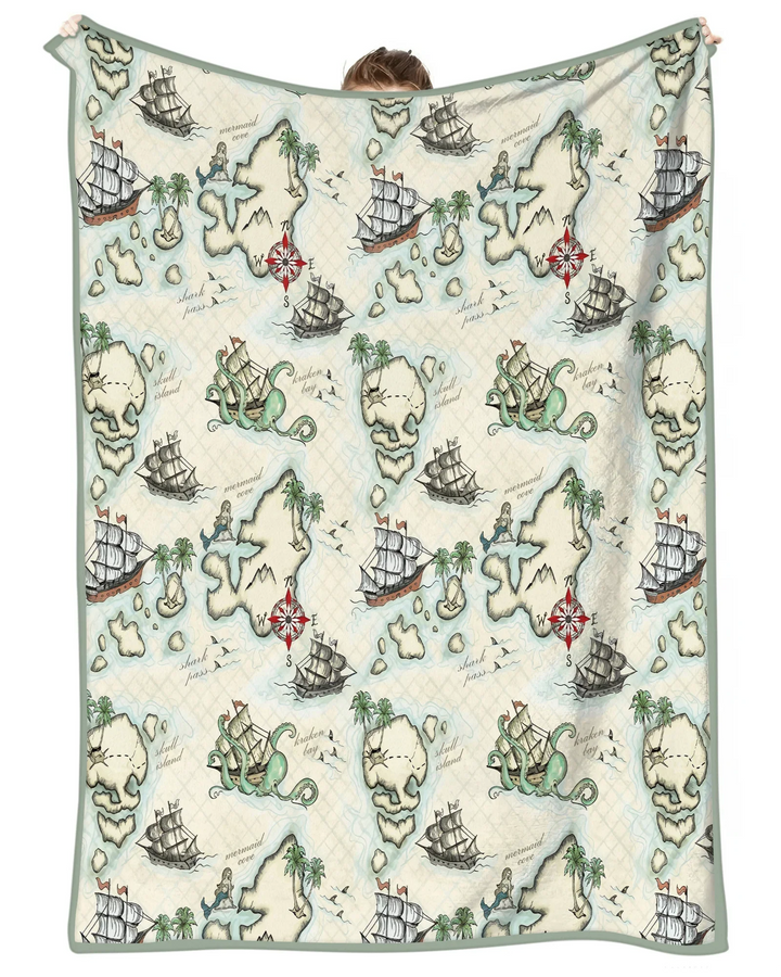 Pirate Treasure Map Quest  Bamboo Blanket