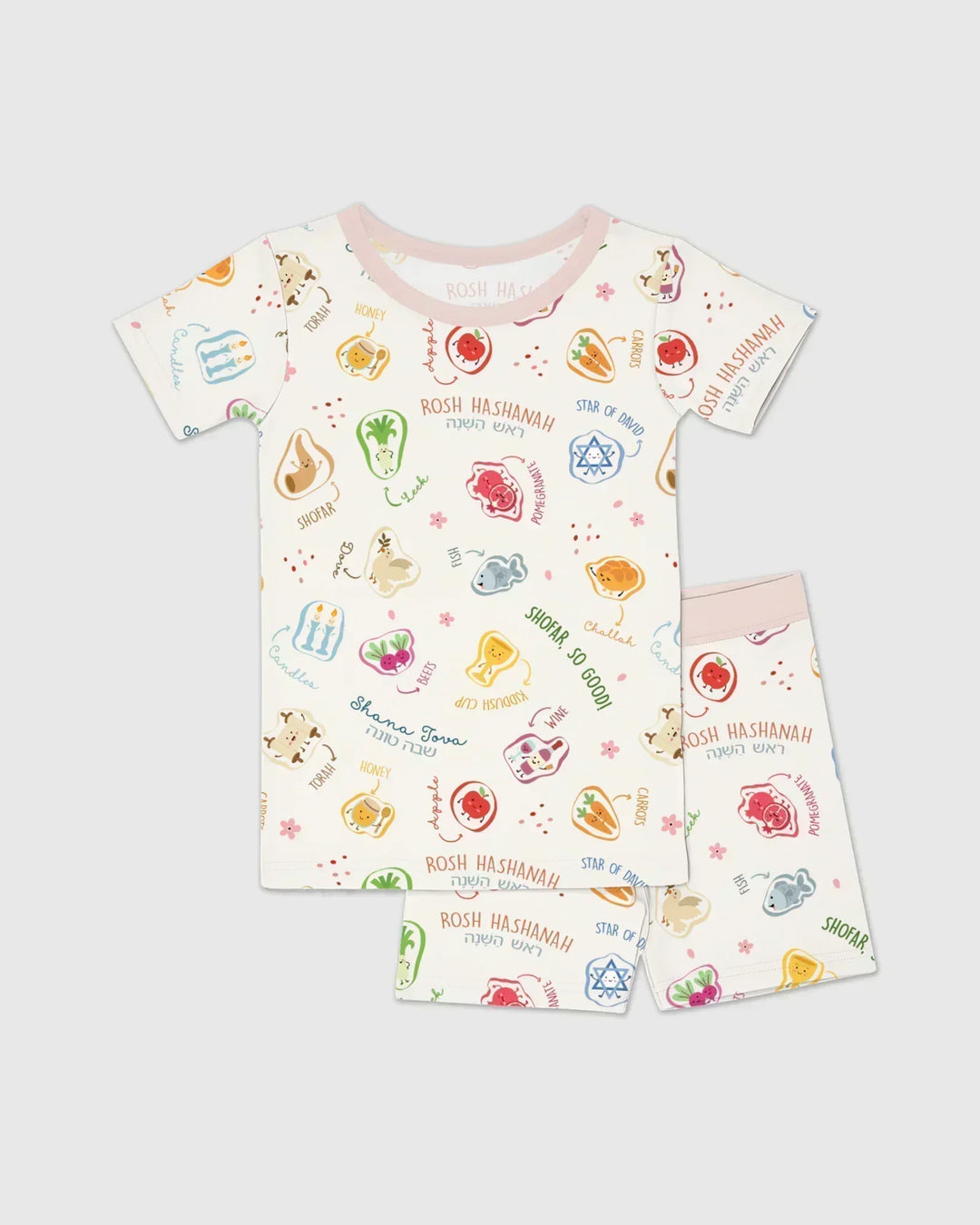 Happy Rosh Hashanah Bamboo Two Piece Short Sleeve Shorts Pajama Set