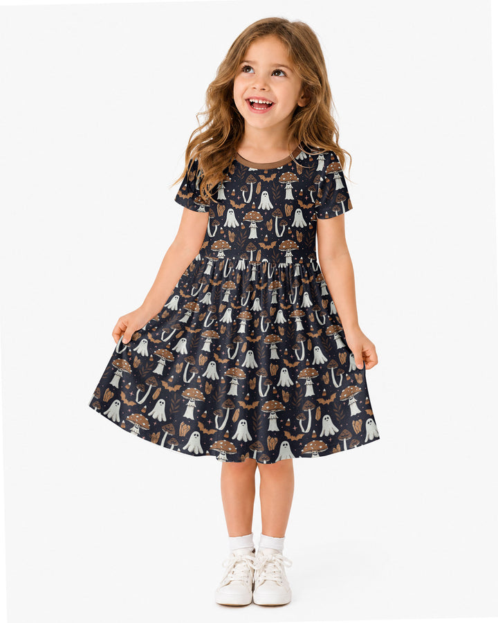 Retro Halloween Whimsy Bamboo Twirl Dress