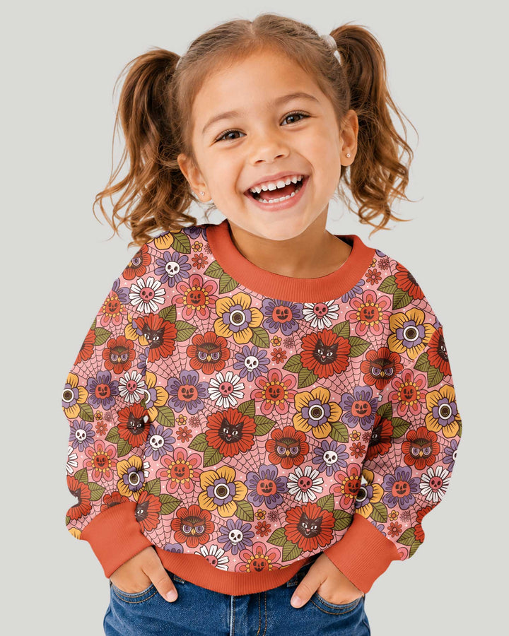 70s Halloween Floral Bamboo Crewneck Sweatshirt