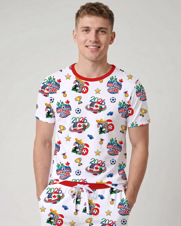 World Soccer North America 2026 Family Matching Bamboo Men Short Sleeve Short Pajama Set