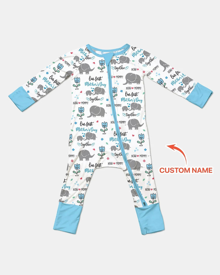Custom Name Elephant Our First Mother's Day Bamboo Convertible Zippy