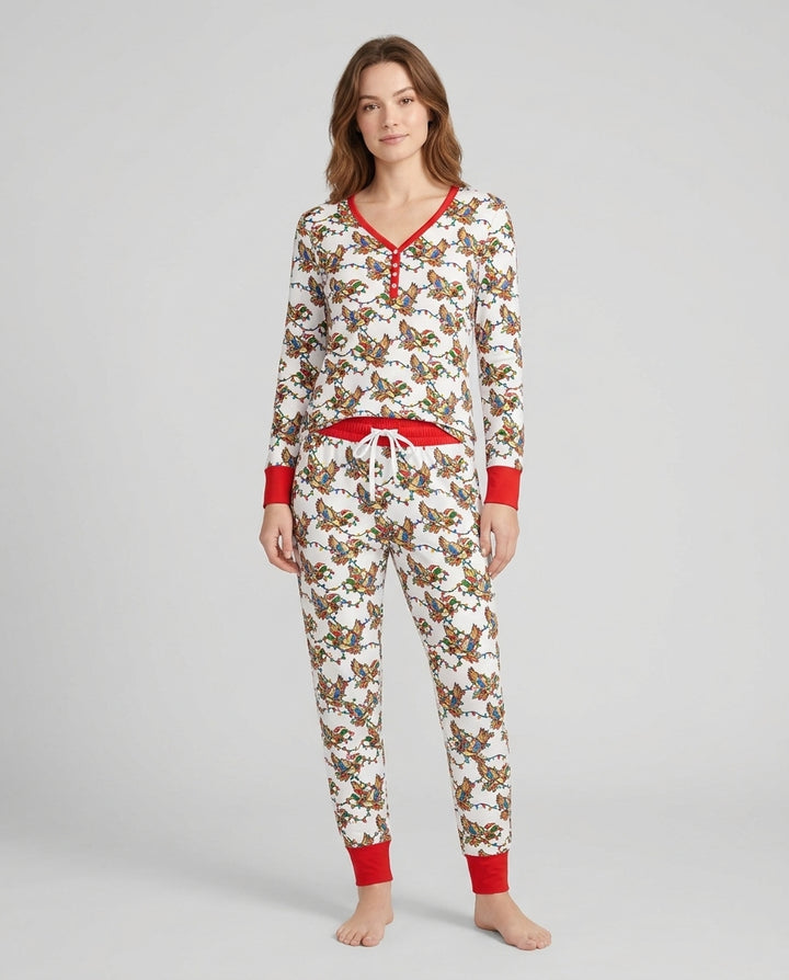 Preppy Christmas Mallard Duck Bamboo Women Pajama Set