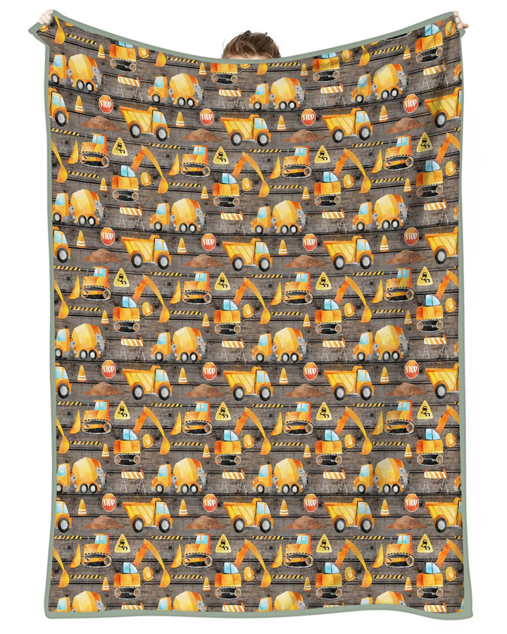 Construction Vehicles Bamboo Blanket