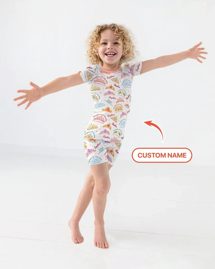 Daughter Of The King Custom Name Bamboo Two Piece Short Sleeve Shorts Pajama Set