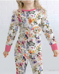Wildflower Watercolor Garden Bamboo Two Piece Long Sleeve Pajama Set