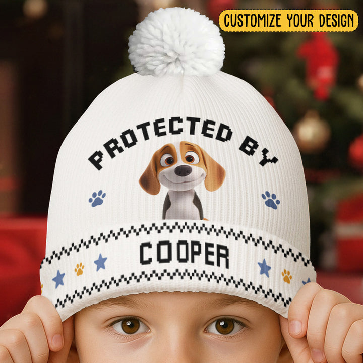 Protected By Lovely Dogs Bobble Beanie Hat