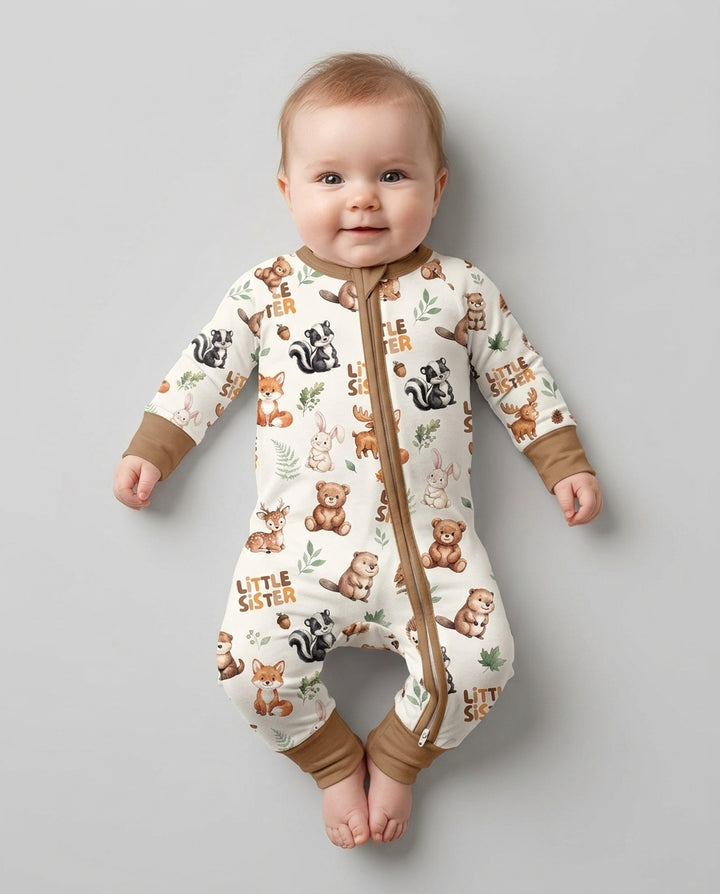 Custom Quote Woodland Animal Matching Sibling Bamboo Convertible Zippy