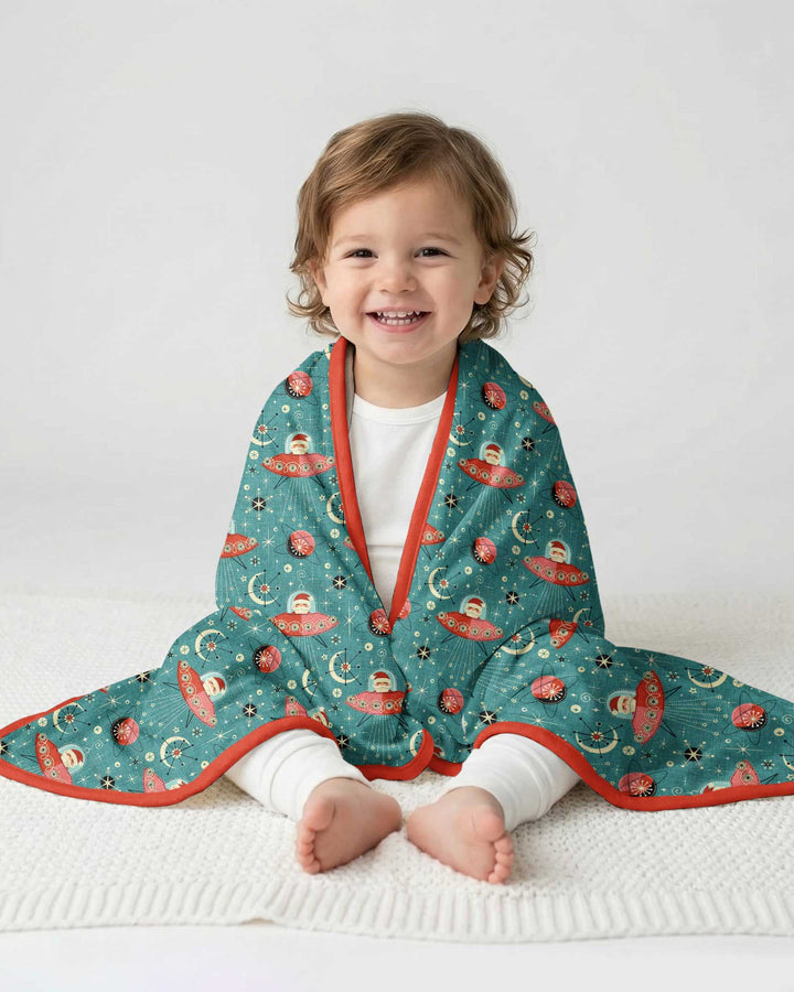 Atomic Santas in Space Bamboo Blanket