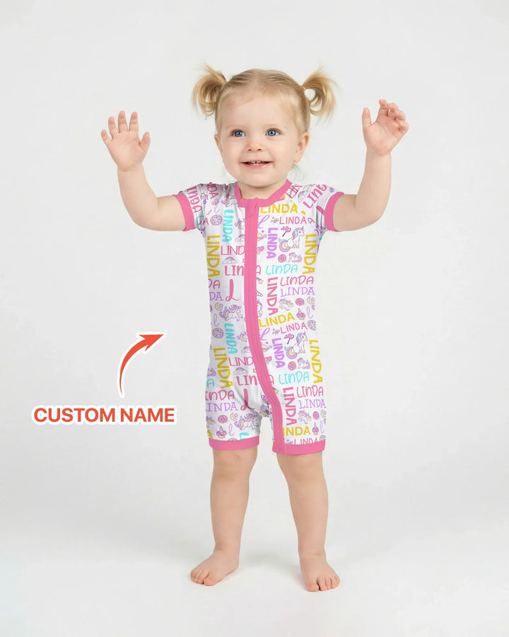 Personalized Fantasy Unicorn Word Bamboo Shorty Zippy