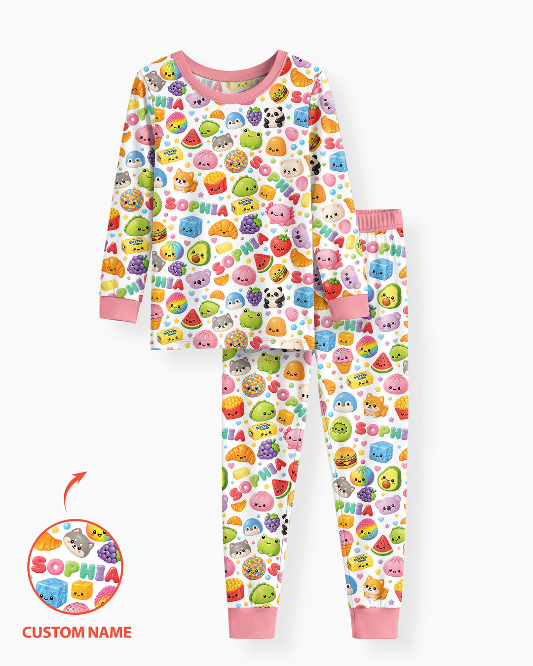 Just A Girl Who Loves Squishies Custom Name Bamboo Two Piece Long Sleeve Pajama Set