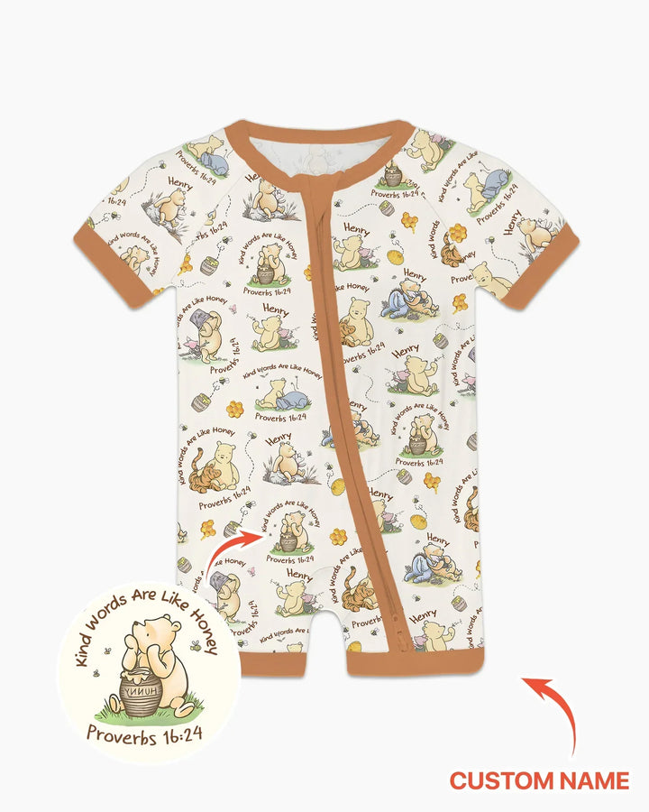 Kind Words Are Like Honey Custom Name Bamboo Shorty Zippy