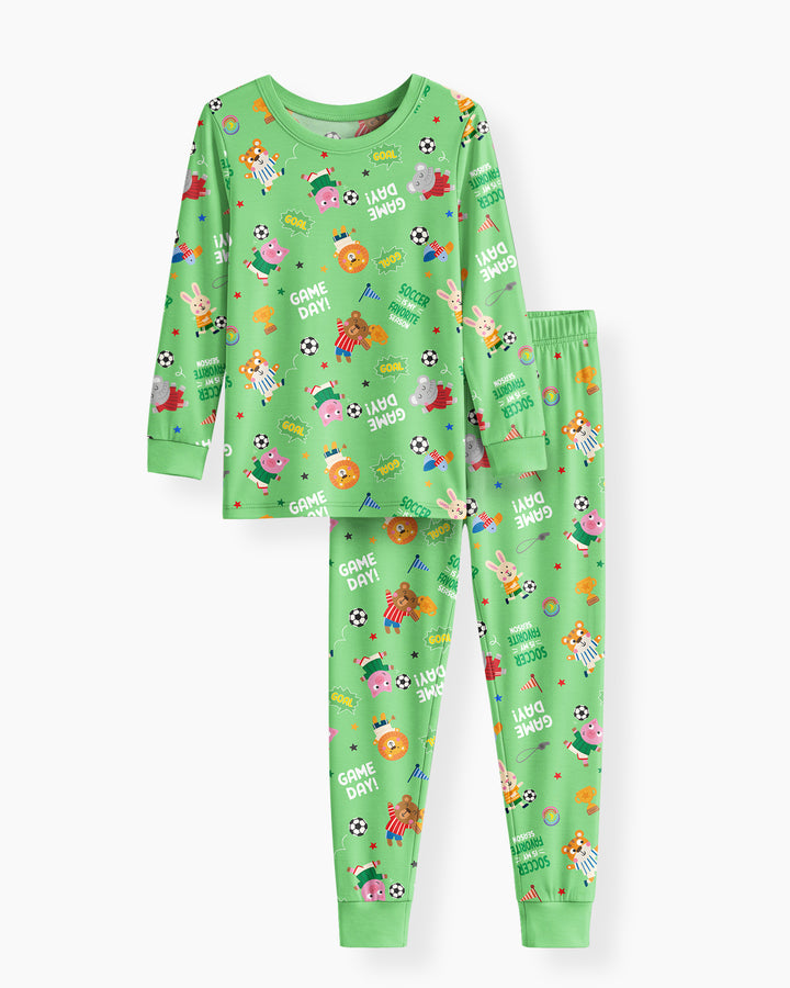 The World Cup Soccer Animals Bamboo Two Piece Long Sleeve Pajama Set