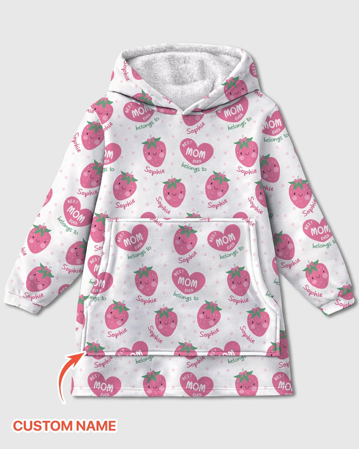 Custom Name Best Mom Ever Belongs to Bamboo Blanket Hoodie