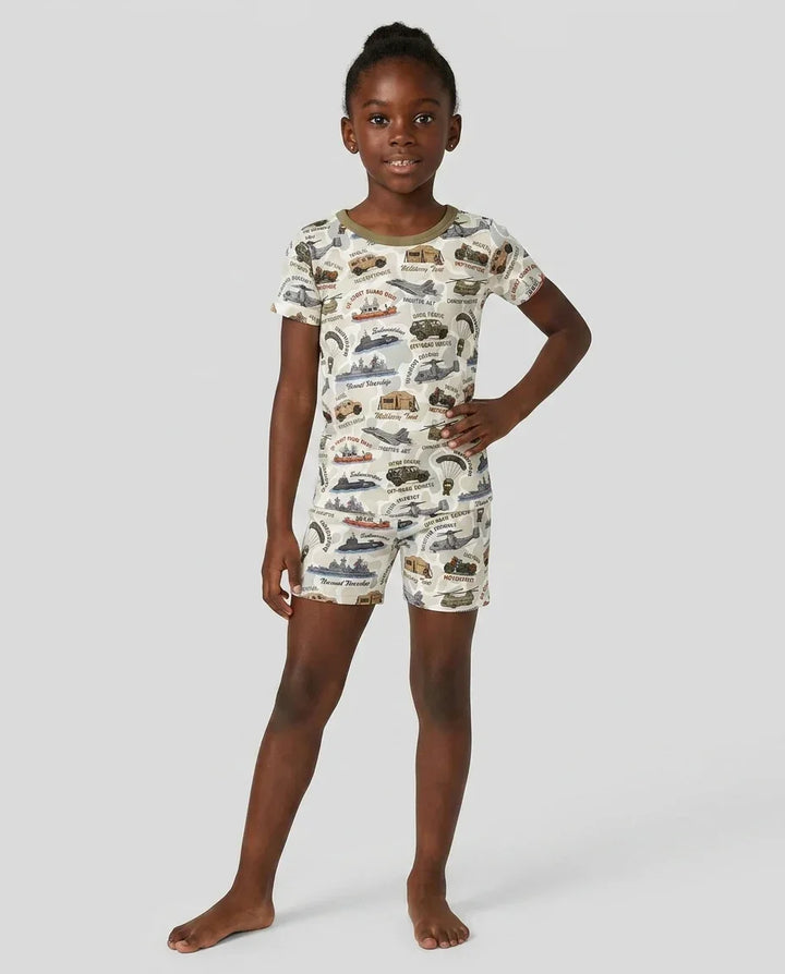Little Hero Military Family Matching Bamboo Two Piece Short Sleeve Shorts Pajama Set