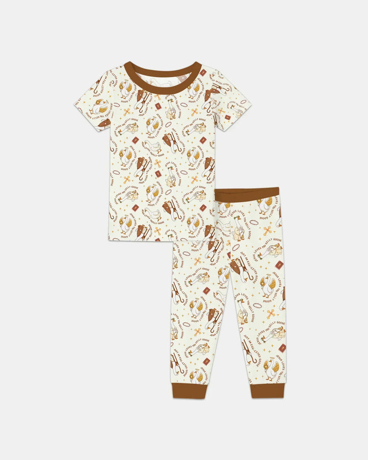 Jesus Loves You Silly Goose Bamboo Two Piece Short Sleeve Pajama Set