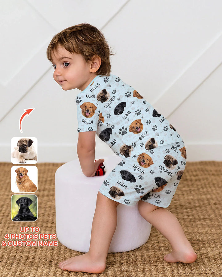 Custom Photo With Paw For Dog Lovers Bamboo Two Piece Short Sleeve Shorts Pajama Set