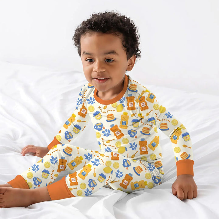 Honey Bear Bottle Bamboo Two Piece Long Sleeve Pajama Set