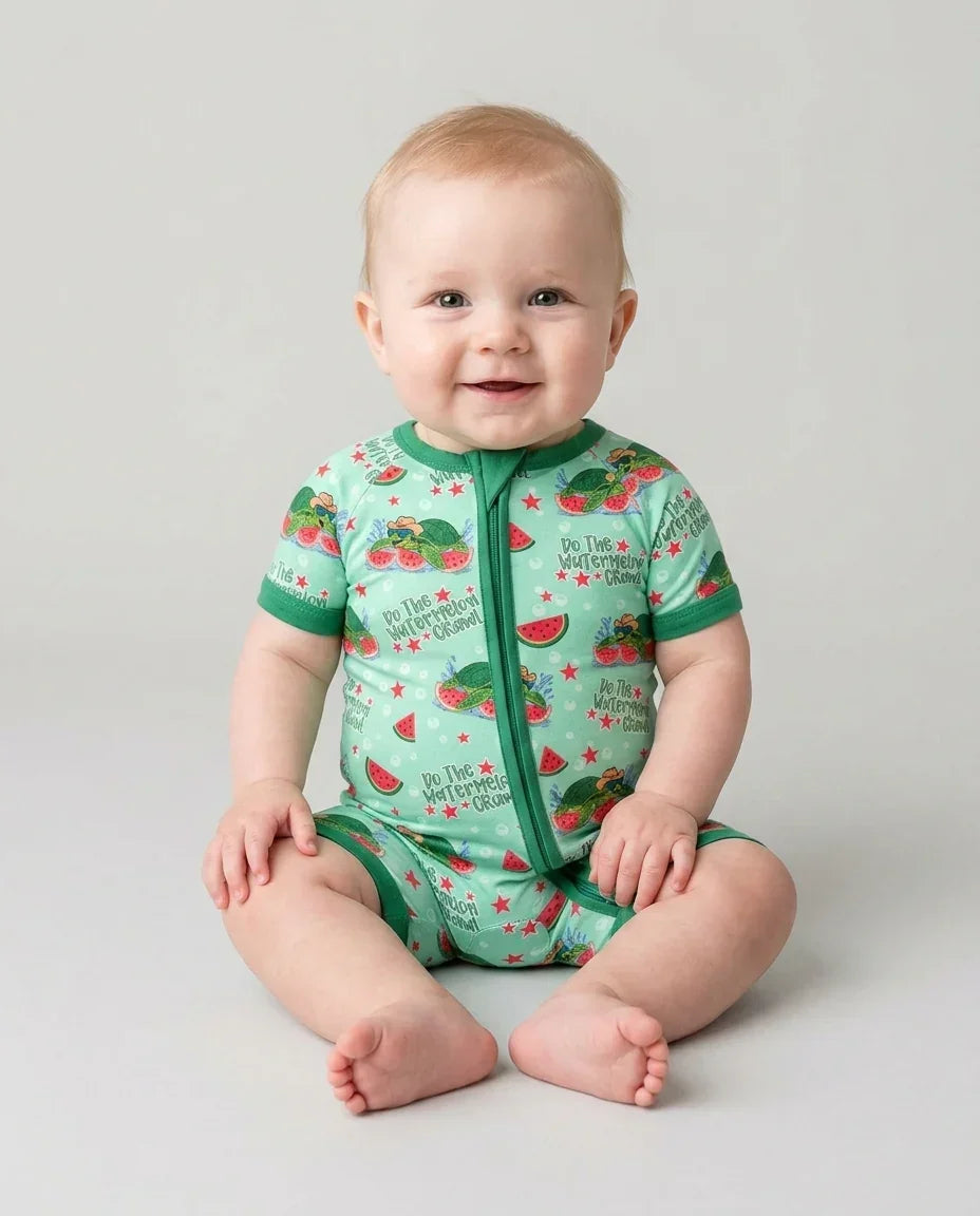 Watermelon Turtle Family Matching Bamboo Shorty Zippy