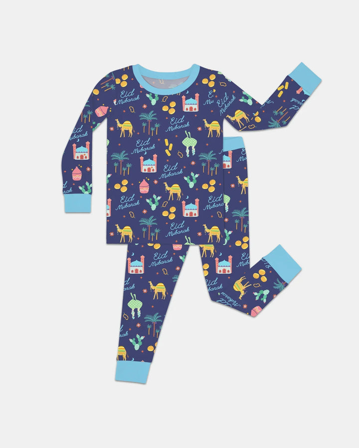 Eid Mubarak Matching Family Bamboo Two Piece Long Sleeve Pajama Set