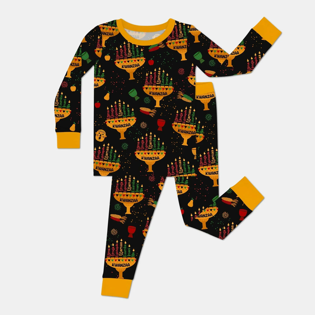 Kwanzaa Lights Bamboo Two Piece Long Sleeve Pajama Set