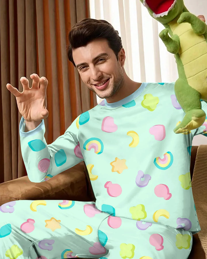 Pastel Lucky Charms Scatter Bamboo Men's Pajama Set