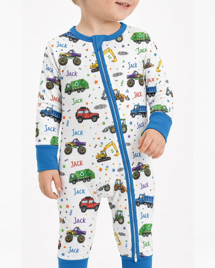 Cars And Trucks Parade Custom Name Bamboo Convertible Zippy